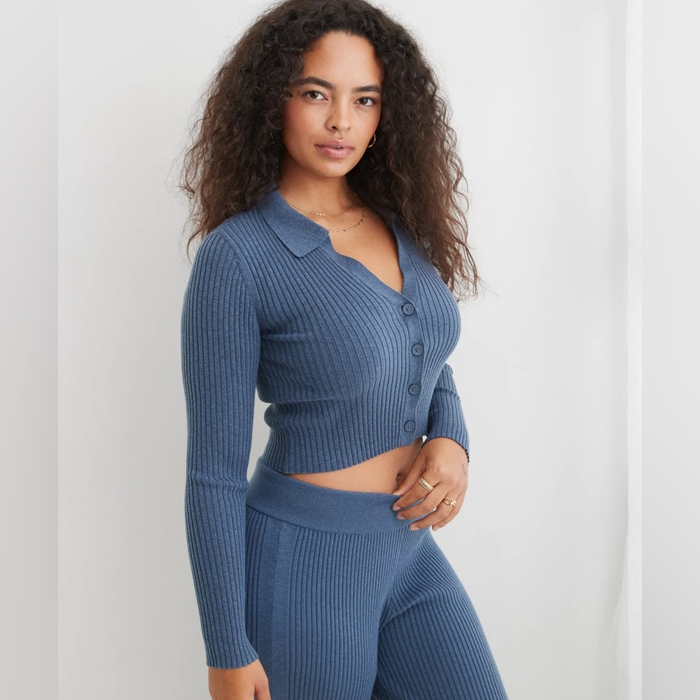 Aerie - Ribbed Gotta Jet Knit Top - Blue - Picture 5 of 6